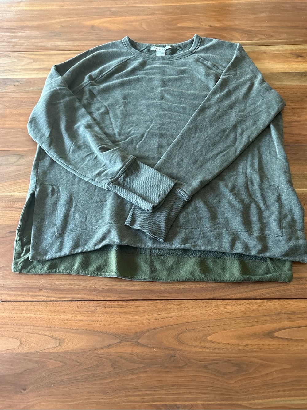 Athleta Olive Green Layered-Hem Sweatshirt